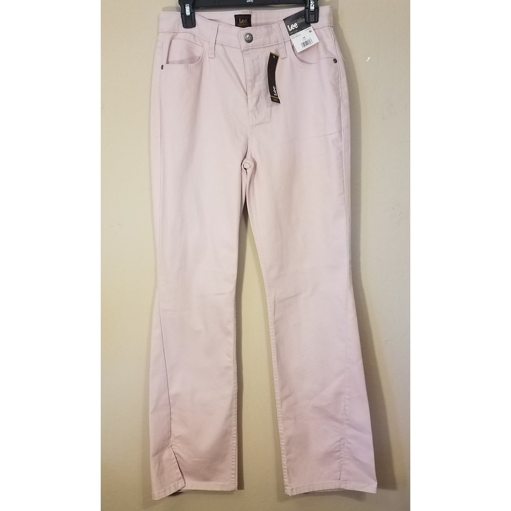 Lee Jeans‎ Women 10 Bootcut Pink Denim Stretch Cotton Ankle Split Flare NEW